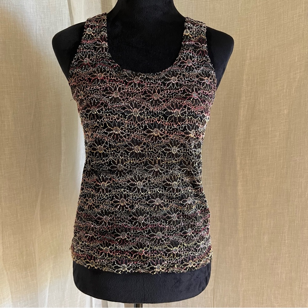 Rainbow Floral Lace Tank Top.